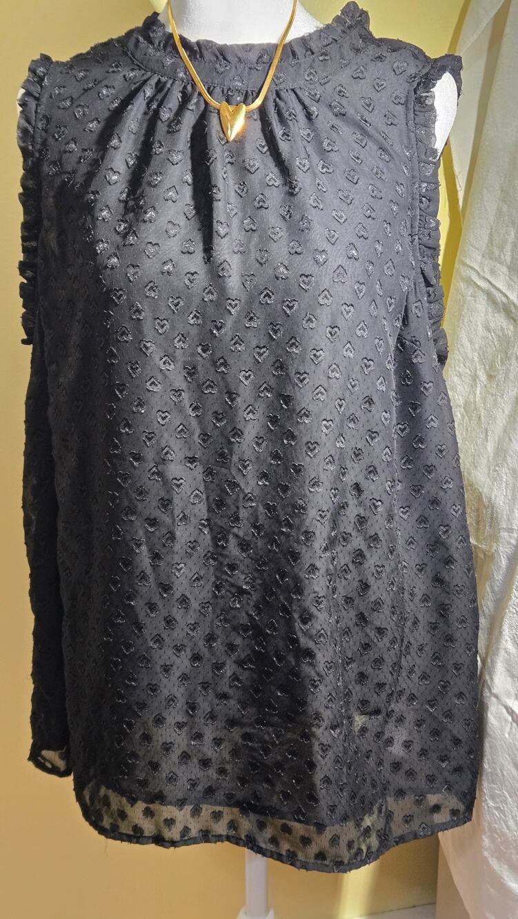 Torrid Black Swiss Dot Mock Neck Ruffle Blouse Top XL 0